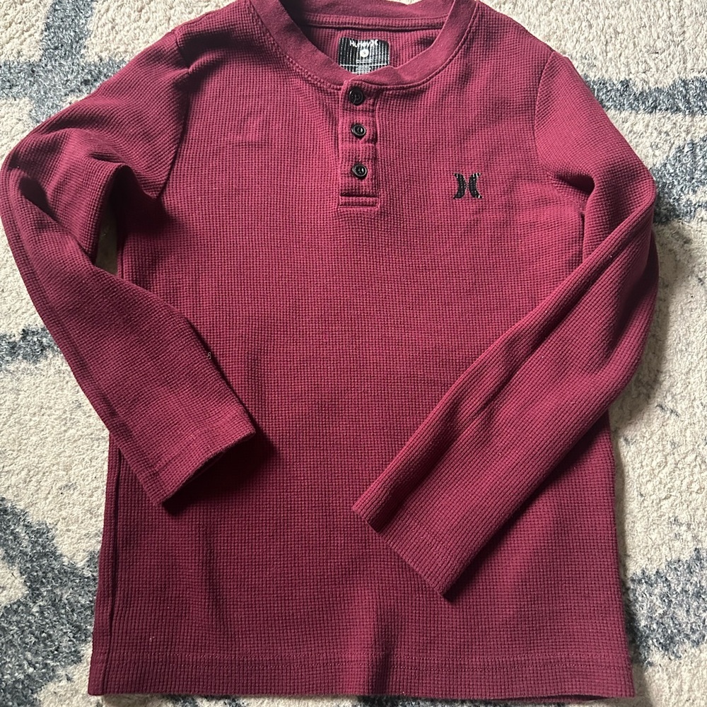 Hurley Maroon Long Sleeve Kids Tee